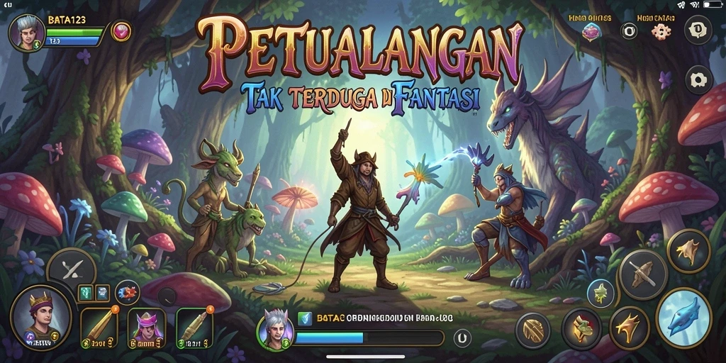 Tampak gameplay BATA123 dengan karakter menjelajahi dunia petualangan.