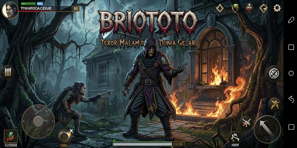 Screenshot gameplay BRIOTOTO menampilkan momen menegangkan dan menakutkan.