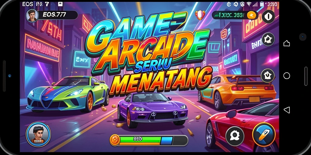 Screenshot gameplay EOS77 yang menunjukkan aksi arcade yang seru.