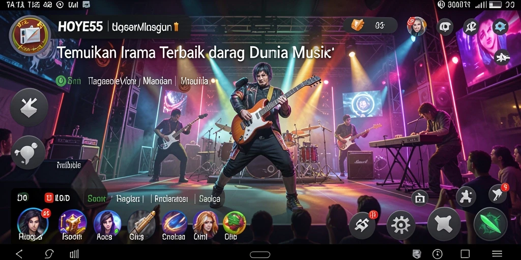Screenshot gameplay HOYE55 menampilkan antarmuka aplikasi musik yang interaktif.