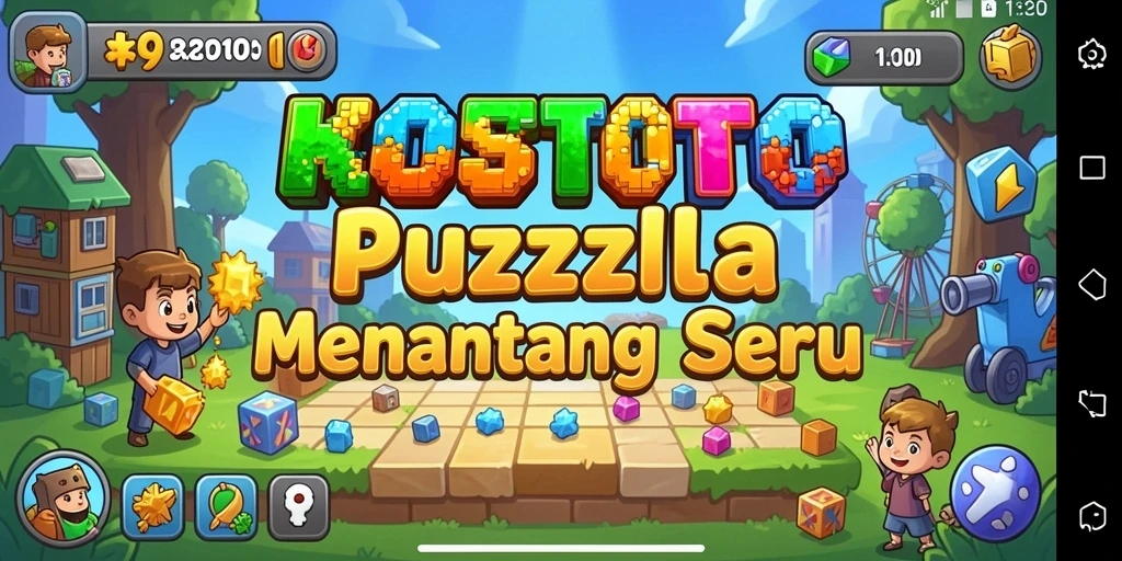 Screenshot gameplay KOSTOTO dengan tampilan puzzle yang menarik.