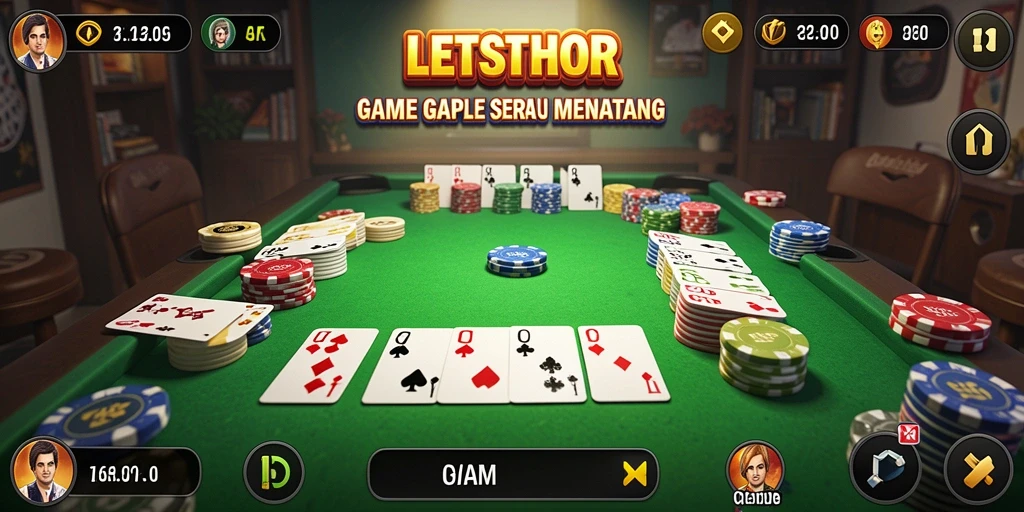 Screenshot LETSTHOR menampilkan momen seru bermain Gaple.