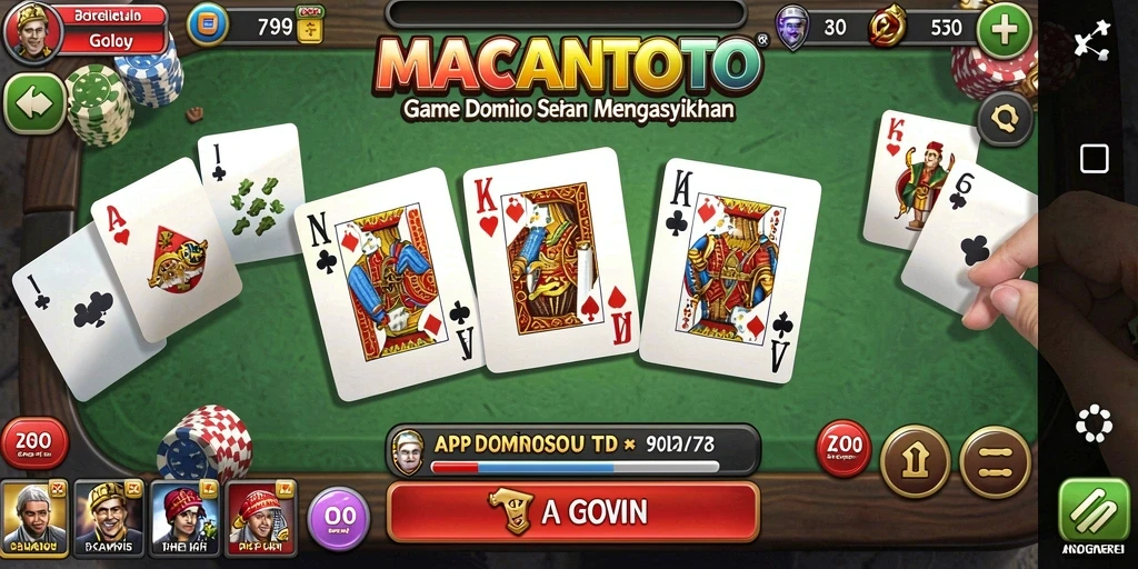 Tampilan gameplay seru dalam permainan Domino MACANTOTO.