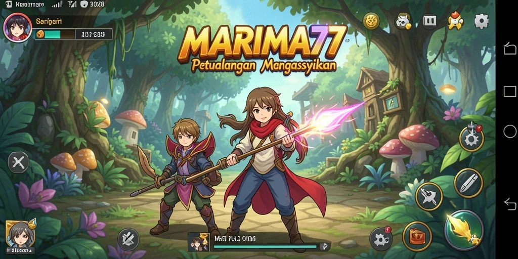 Tampilan menakjubkan dari gameplay <strong>MARIMA77</strong> yang penuh warna dan karakter menarik.