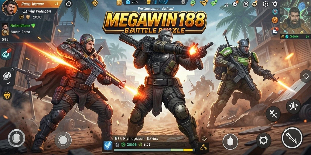 Screenshot gameplay MEGAWIN188 yang menegangkan di arena Battle Royale.