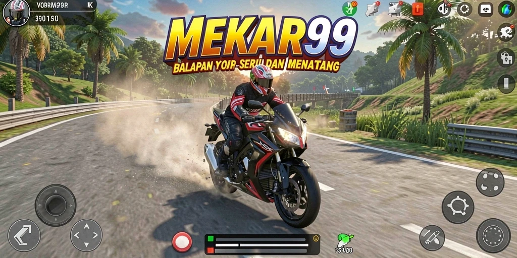 Gameplay balapan motor yang mendebarkan di MEKAR99.