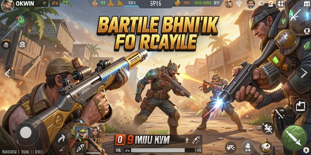 Screenshot OKWIN menampilkan pertempuran intens di arena Battle Royale.