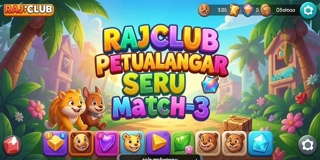 Tampilan seru permainan Match-3 di RAJACLUB.