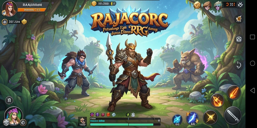 Screenshot utama RAJACORC menampilkan aksi seru dalam gameplay RPG.
