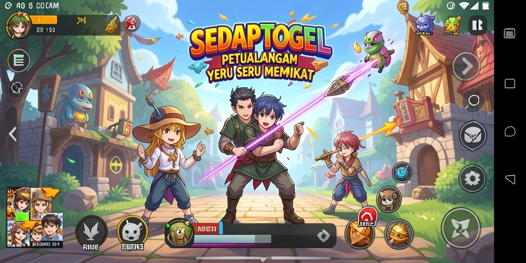 Screenshot gameplay menunjukkan karakter Anime beraksi di dunia fantastis.