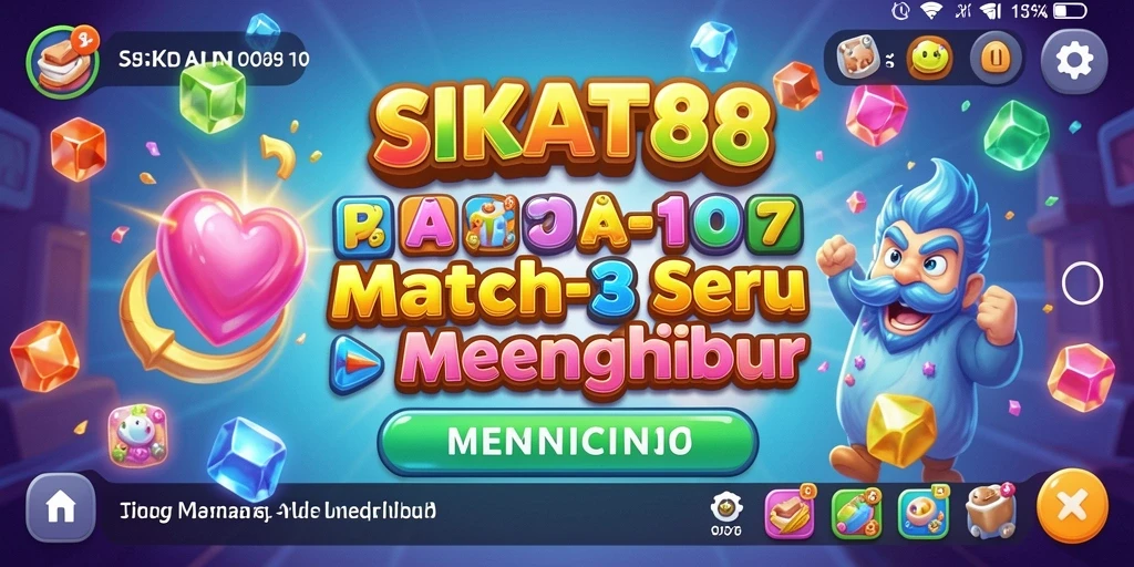 Screenshot SIKAT88 menampilkan suasana permainan Match-3 yang seru.