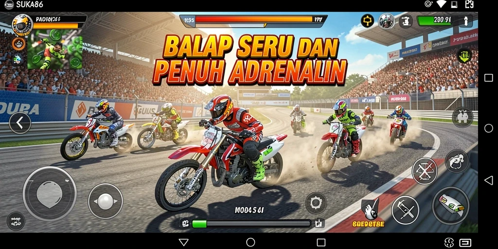 Tampilan gameplay balap seru di SUKA86 yang memukau.