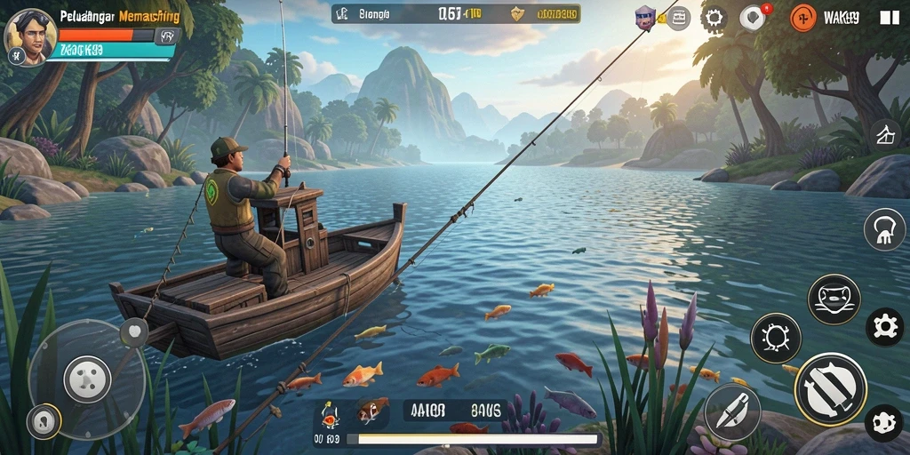 Tampilan menarik gameplay WAK89 yang penuh aksi memancing.