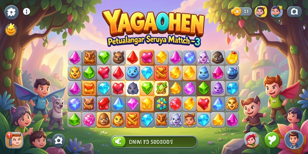 Tangkapan layar menunjukkan gameplay YAGAOHEN yang seru di dunia Match-3.