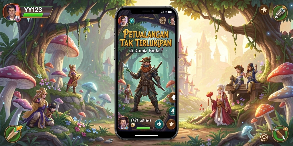 Gameplay YY123 yang seru dan penuh tantangan di dunia fantasi.